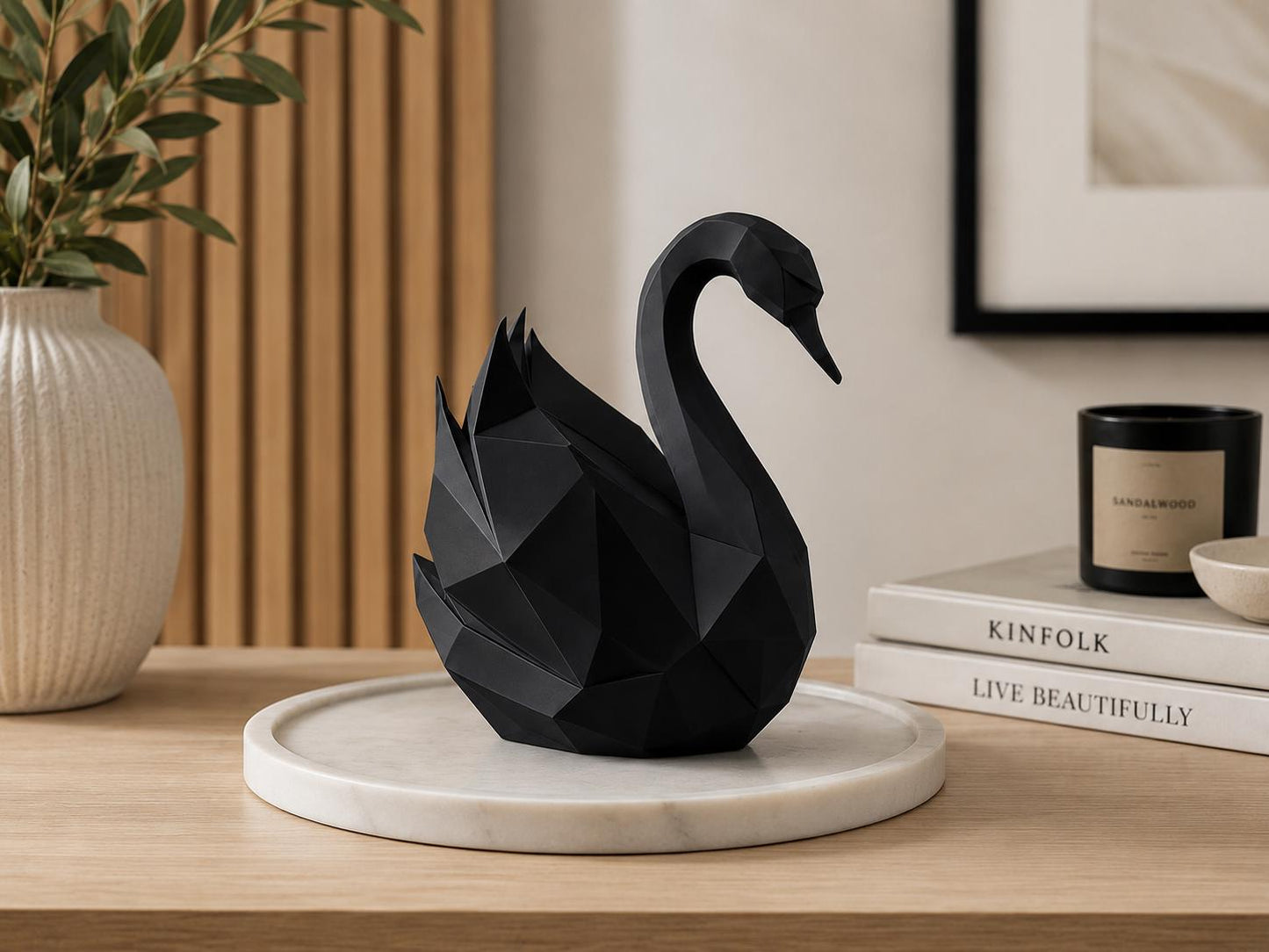 Geometric Swan Decor | Minimalist 3D Printed Modern Home Accent Statue