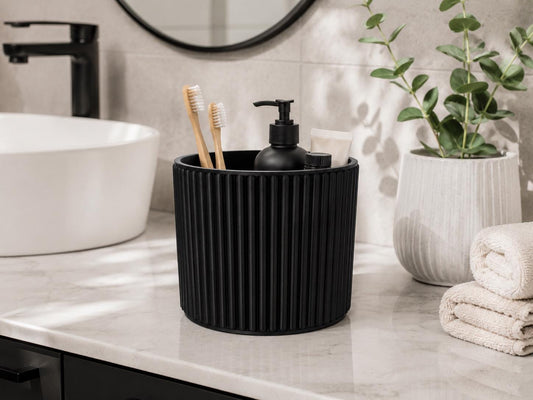 Modern Bathroom Organizer | Ribbed Vanity Storage Holder