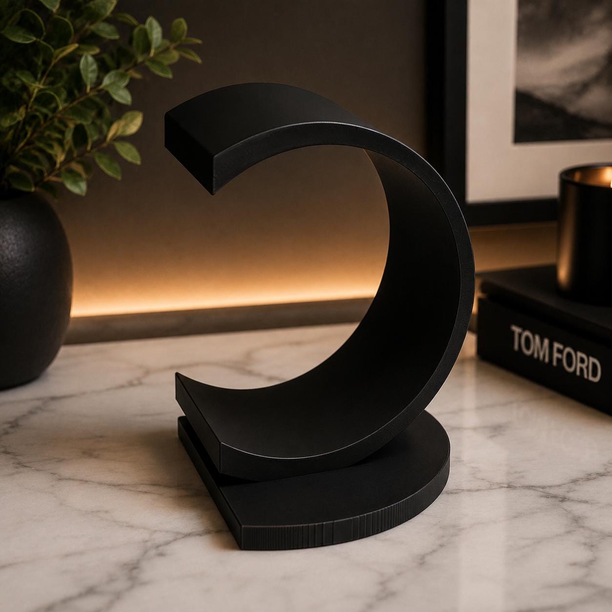Modern Crescent Bookend | Minimalist Desk Decor