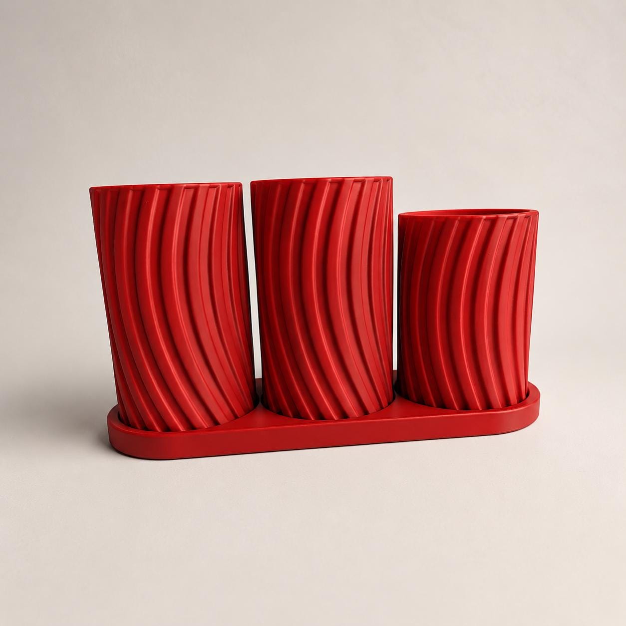 Minimalist Bathroom Organizer Set | 3D Printed Holder Tray | Red Black White Decor
