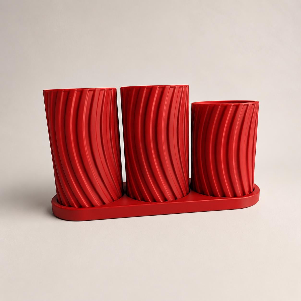 Minimalist Bathroom Organizer Set | 3D Printed Holder Tray | Red Black White Decor