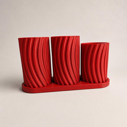 Minimalist Bathroom Organizer Set | 3D Printed Holder Tray | Red Black White Decor