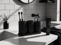 Minimalist Bathroom Organizer Set | 3D Printed Holder Tray | Red Black White Decor