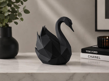 Geometric Swan Decor | Minimalist 3D Printed Modern Home Accent Statue
