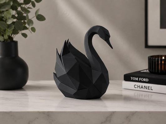 Geometric Swan Decor | Minimalist 3D Printed Modern Home Accent Statue