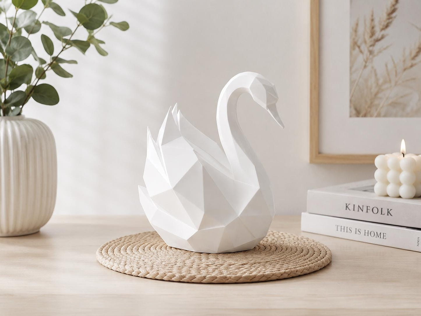 Geometric Swan Decor | Minimalist 3D Printed Modern Home Accent Statue