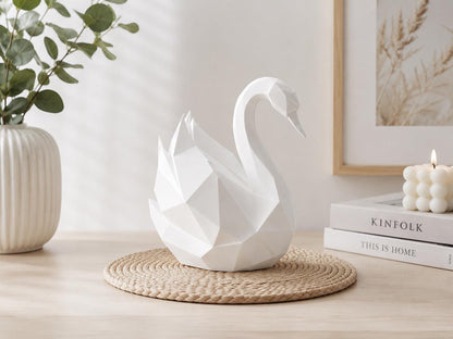 Geometric Swan Decor | Minimalist 3D Printed Modern Home Accent Statue