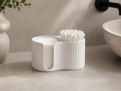 Minimalist Bathroom Organizer | Cotton Pad & Q Tip Holder | Black White Decor