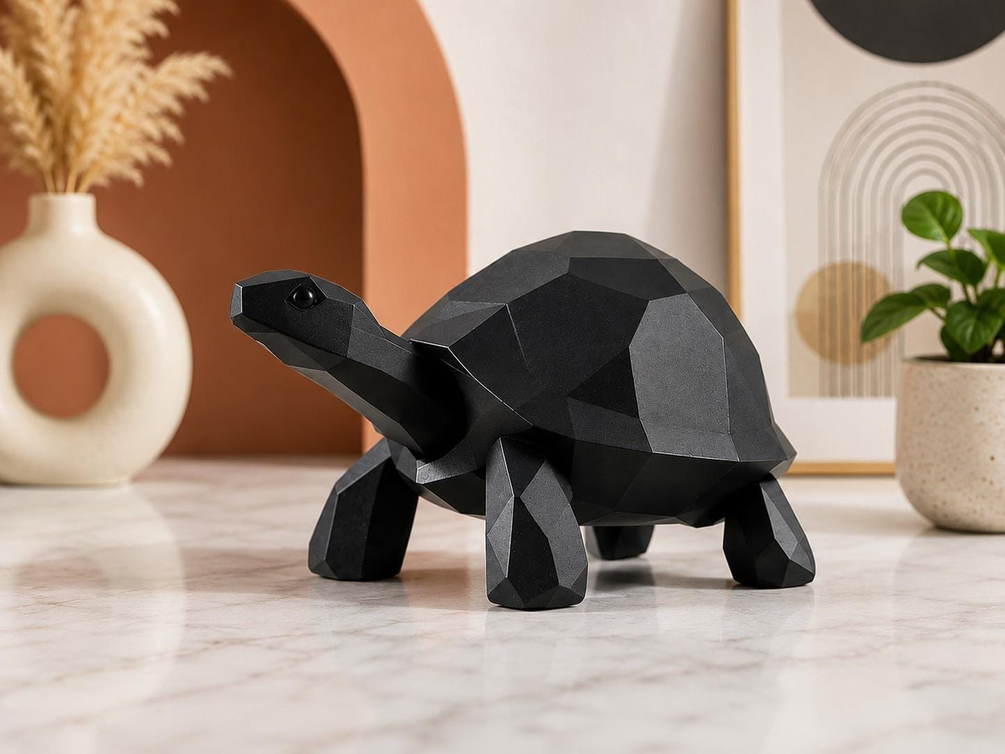 Geometric Turtle Decor | Modern Low Poly Turtle Sculpture