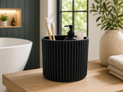 Modern Bathroom Organizer | Ribbed Vanity Storage Holder