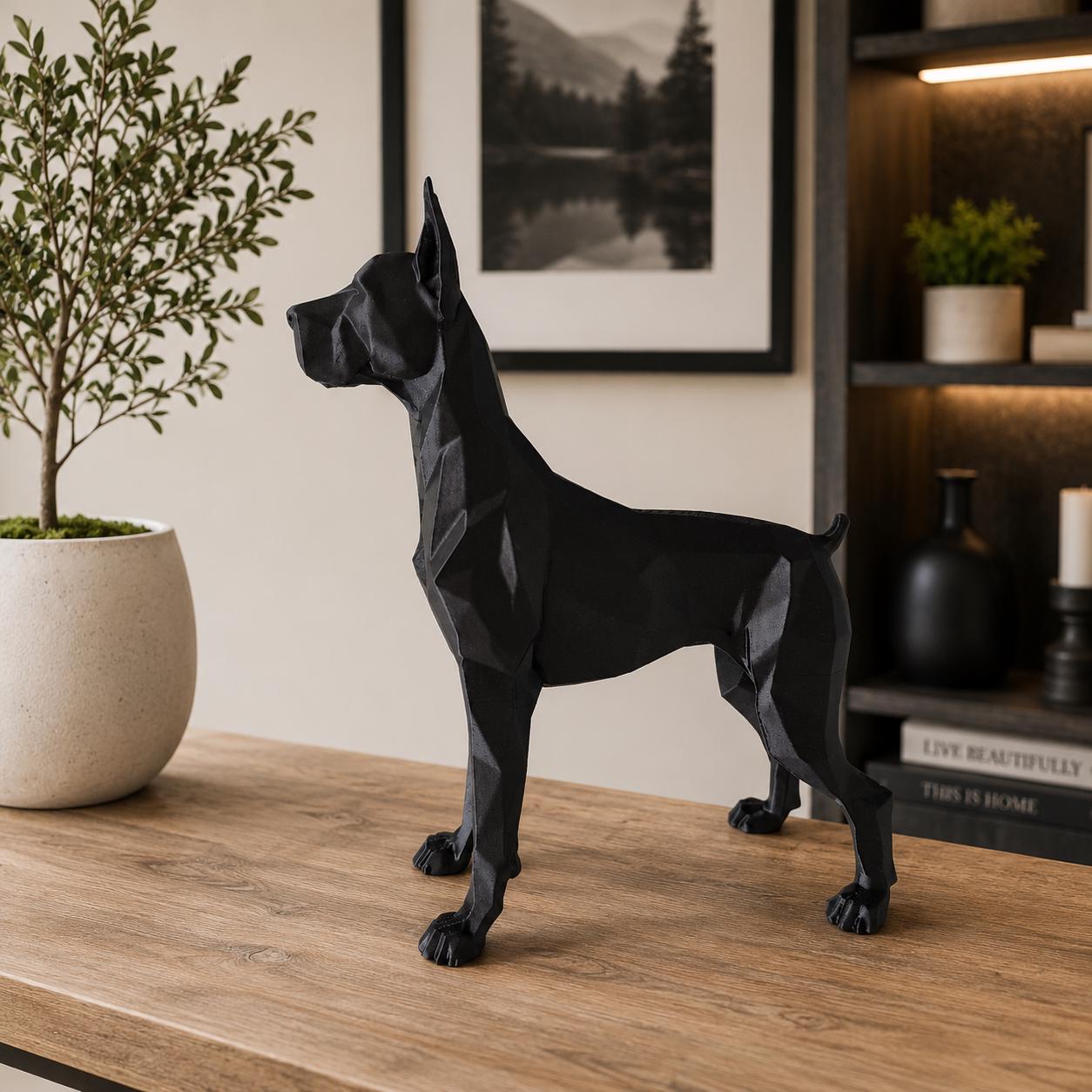 Geometric Dane Sculpture | Modern Minimalist Dog Decor