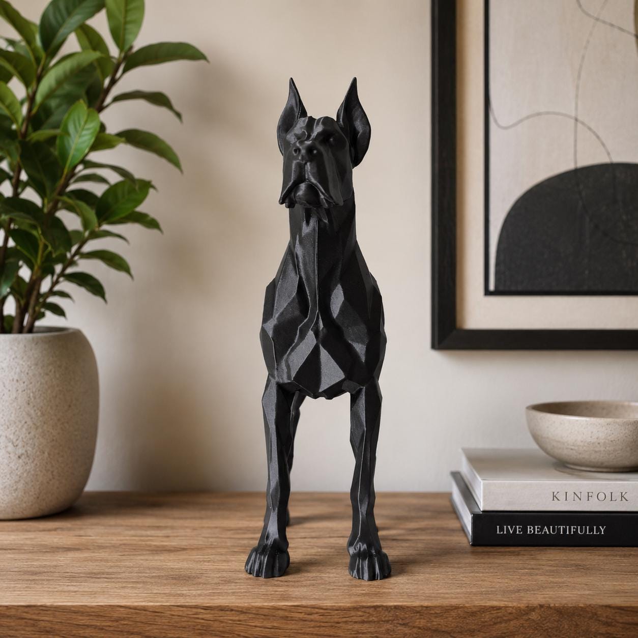 Geometric Dane Sculpture | Modern Minimalist Dog Decor