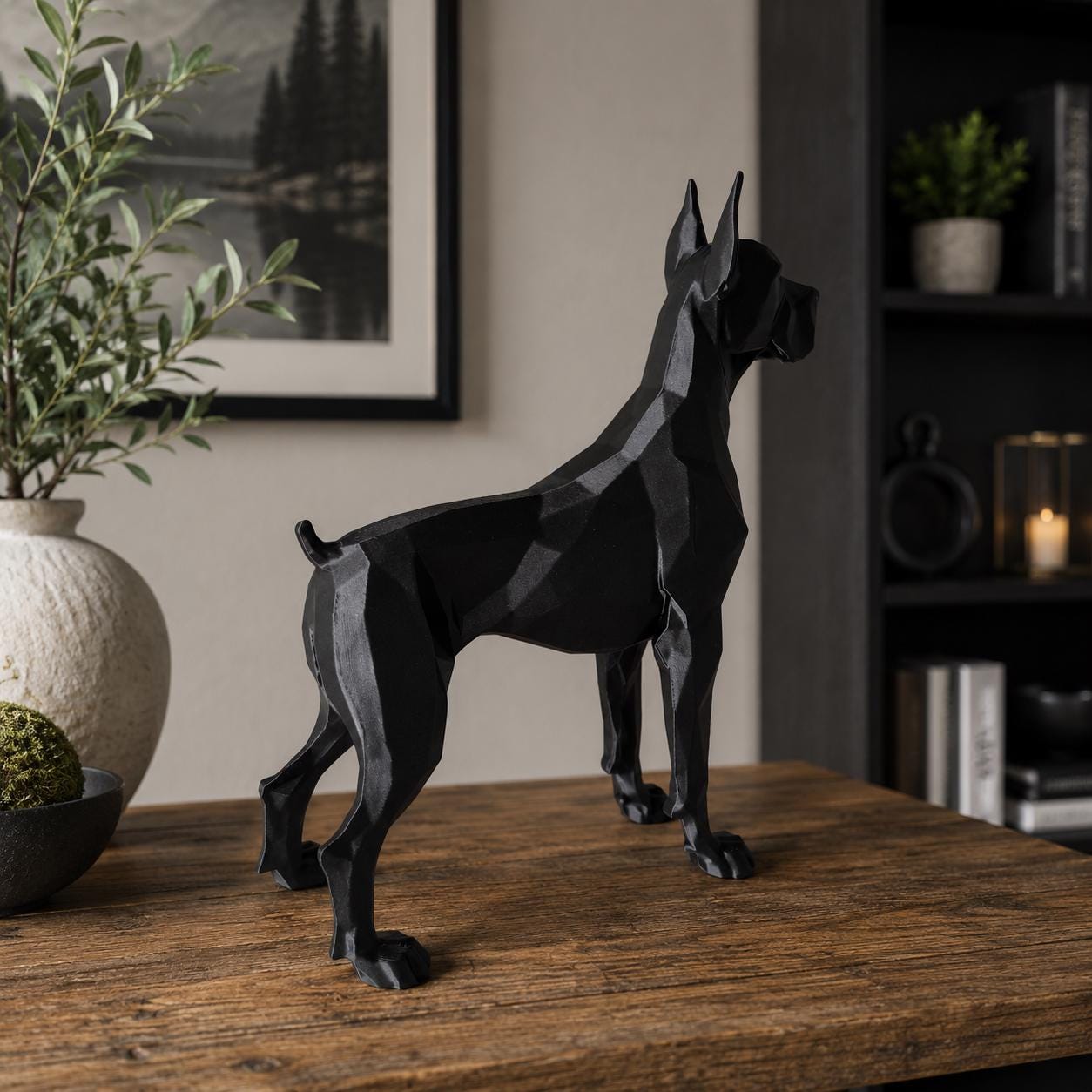 Geometric Dane Sculpture | Modern Minimalist Dog Decor