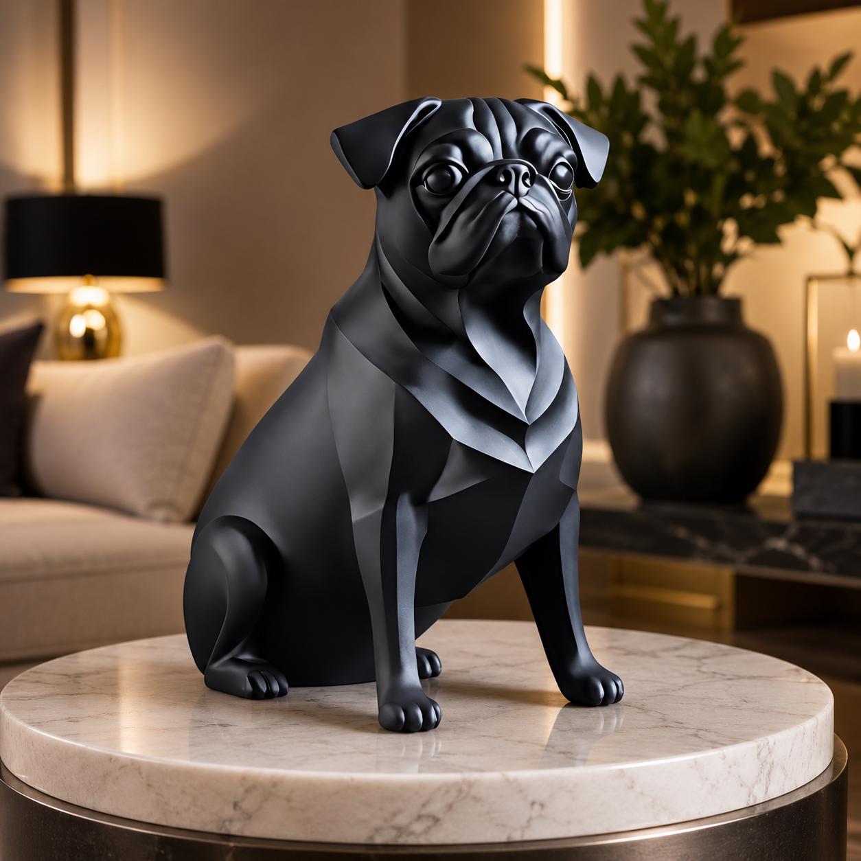 Geometric Pug Sculpture | Modern Minimalist Dog Decor
