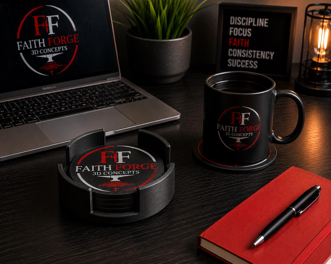 Custom Logo Coaster Set with Holder | Personalized Business Coasters