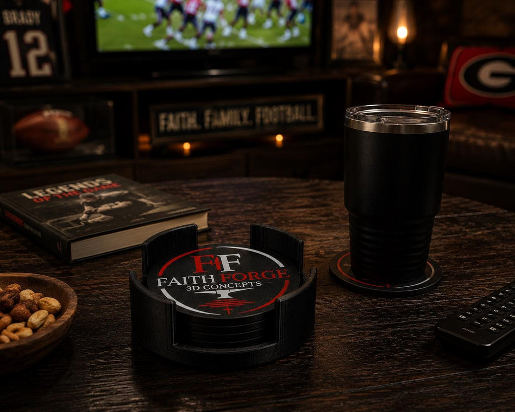 Custom Logo Coaster Set with Holder | Personalized Business Coasters