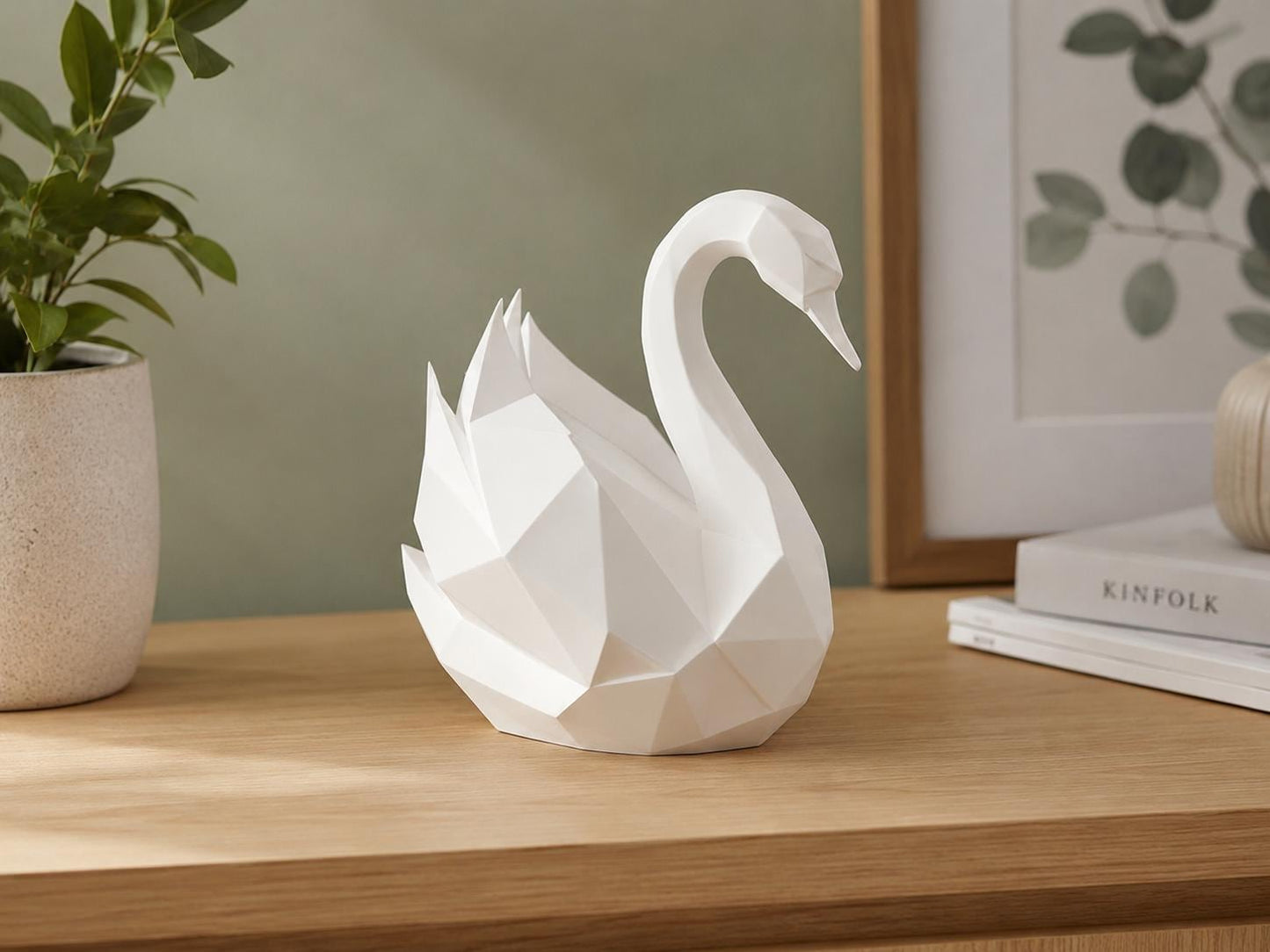 Geometric Swan Decor | Minimalist 3D Printed Modern Home Accent Statue