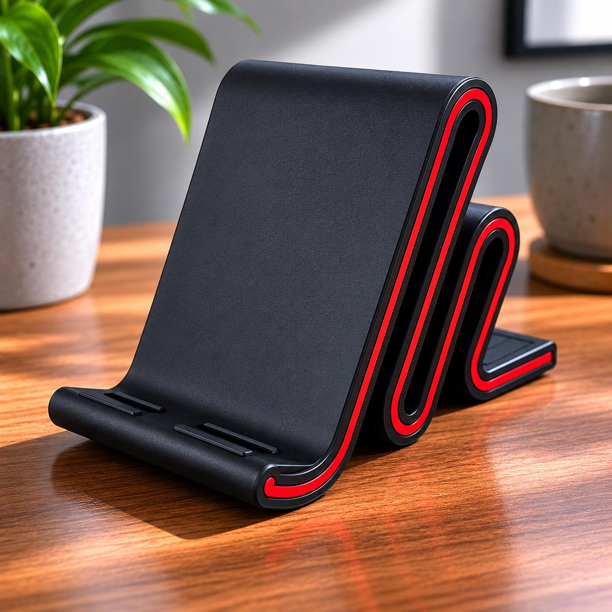 Modern Wave Phone Stand | Minimalist Desk Phone Holder | 3D Printed Dock