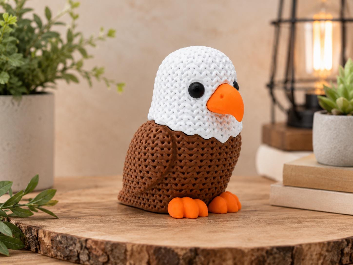 Knitted Eagle Figurine | 3D Printed Bald Eagle Decor Gift