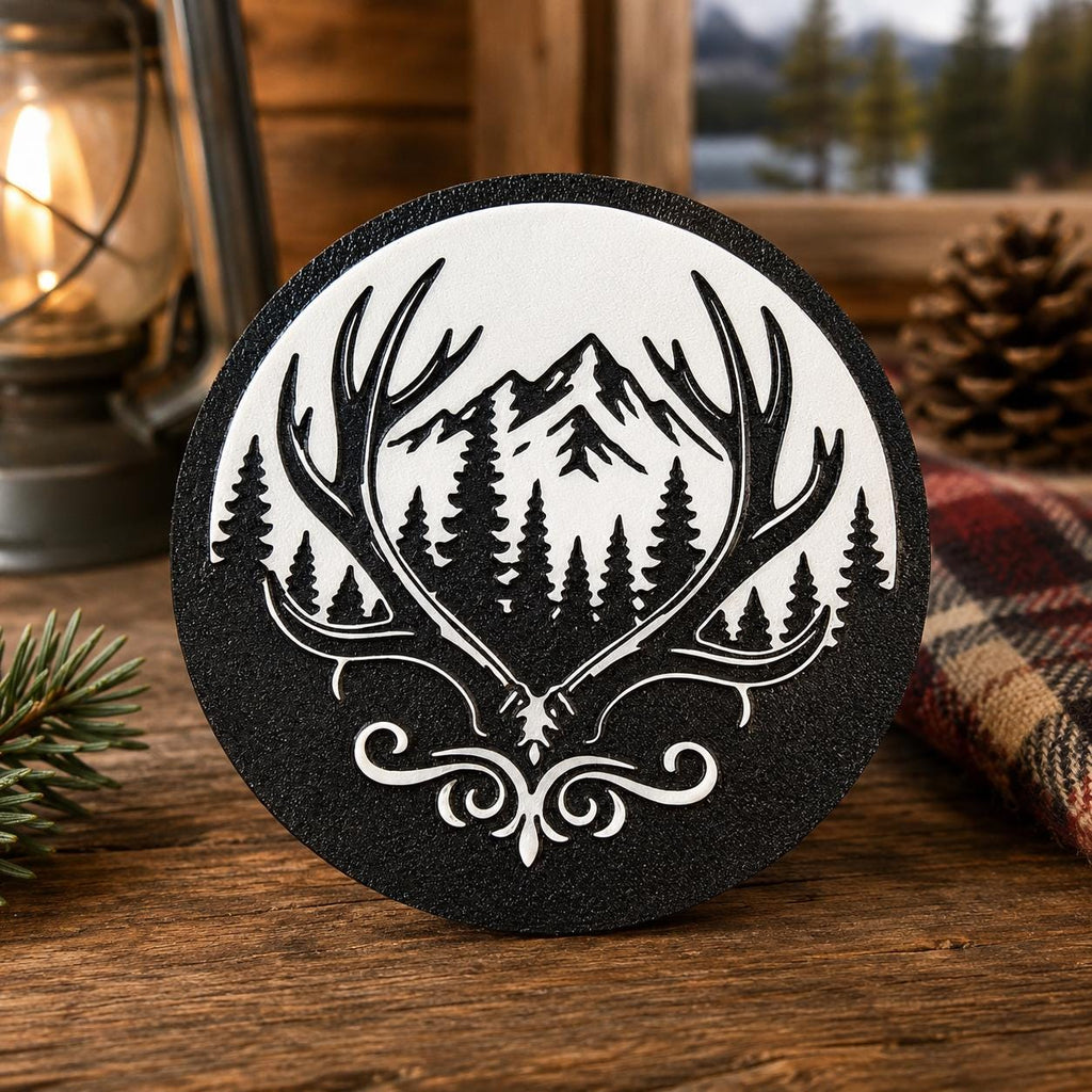 Life Is Better in the Mountains Coaster Set | Rustic Mountain Decor | 3D Printed Coasters