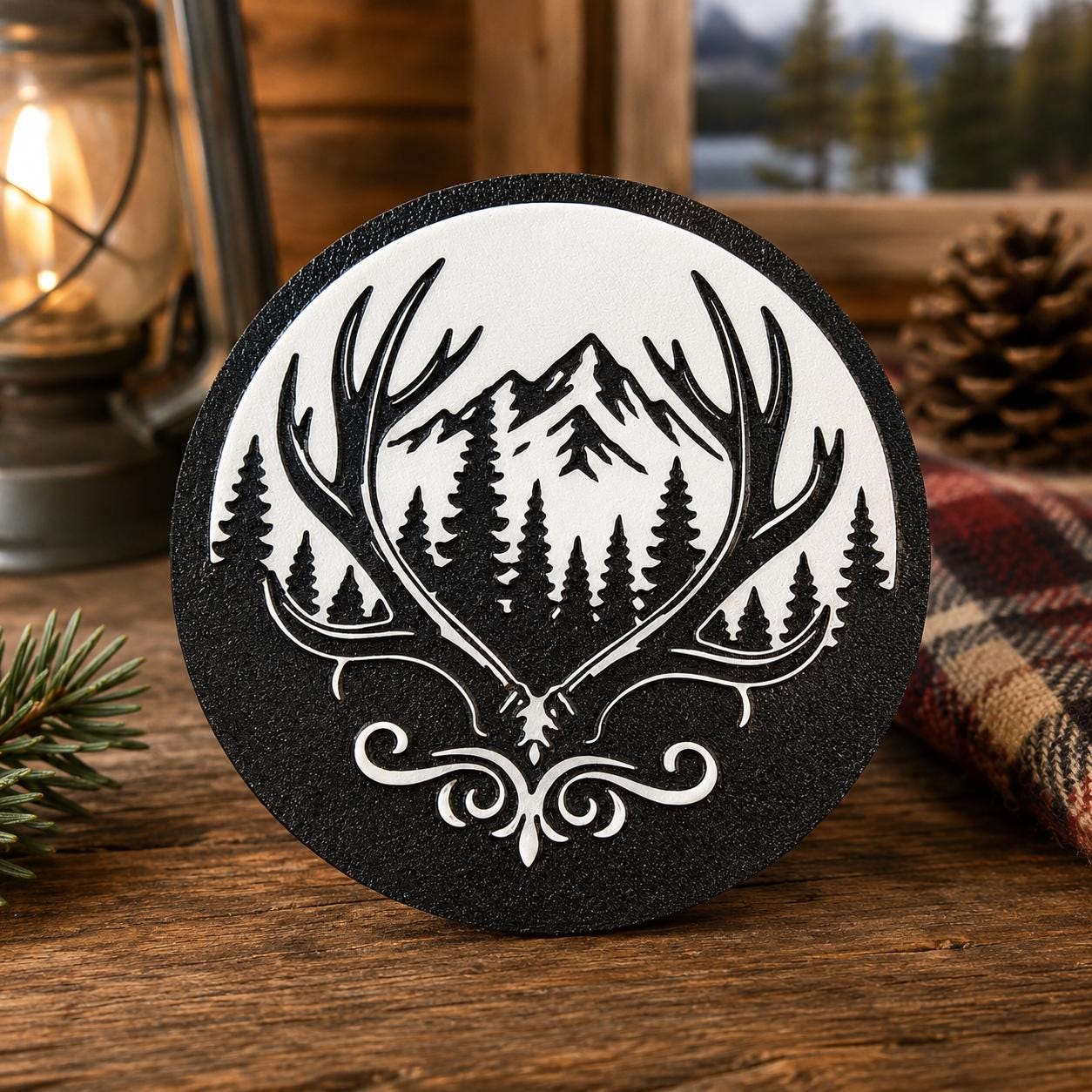 Life Is Better in the Mountains Coaster Set | Rustic Mountain Decor | 3D Printed Coasters