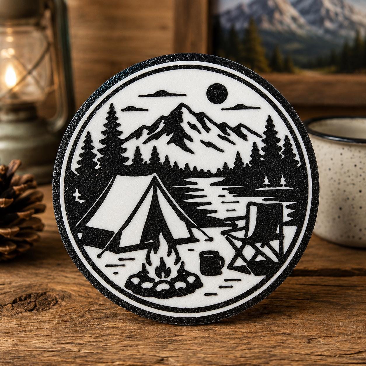 Life Is Better in the Mountains Coaster Set | Rustic Mountain Decor | 3D Printed Coasters