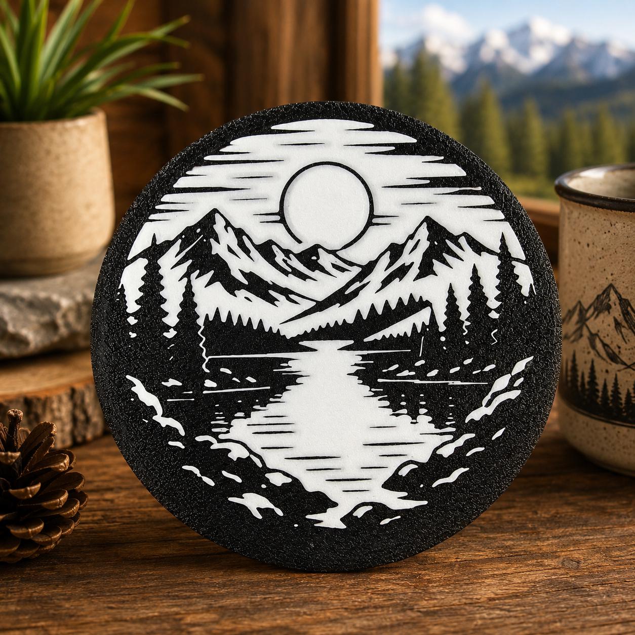 Life Is Better in the Mountains Coaster Set | Rustic Mountain Decor | 3D Printed Coasters