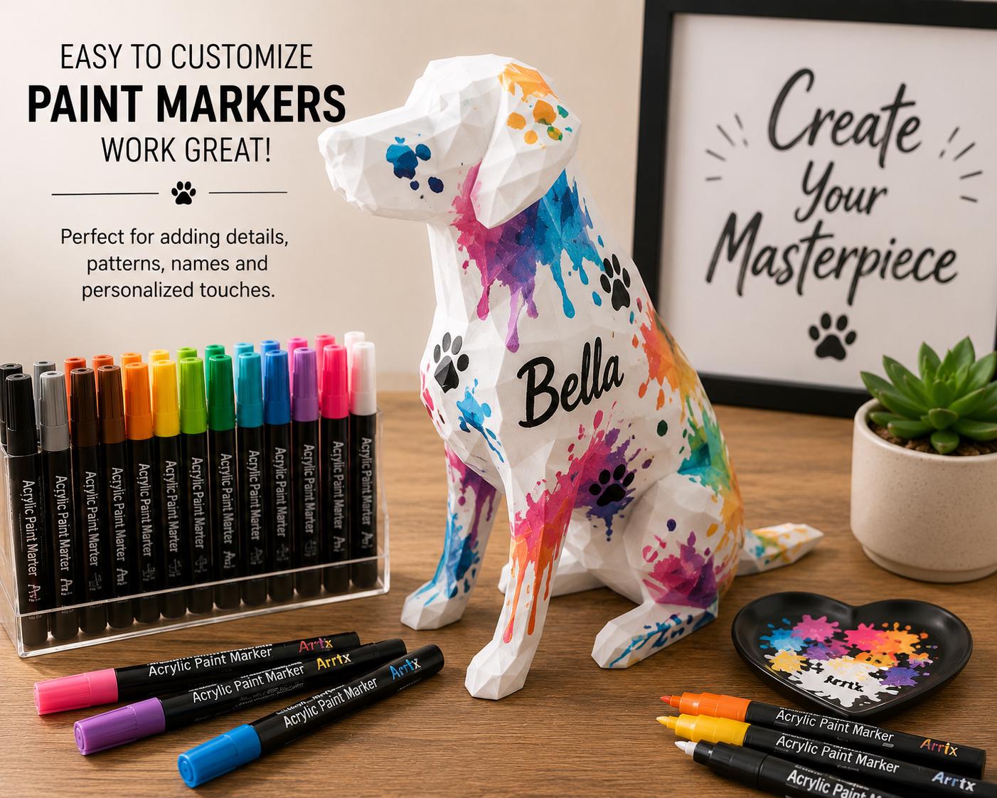 Custom Paintable Geometric Dog Sculpture | DIY Acrylic Paint Project | Low Poly Dog Decor