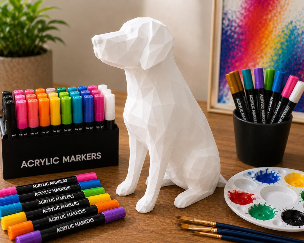 Custom Paintable Geometric Dog Sculpture | DIY Acrylic Paint Project | Low Poly Dog Decor