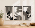 Minimalist Boho Wall Art Set | Modern Floral Geometric Decor | 3D Printed Panels