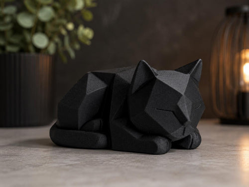 Geometric Black Cat Sculpture | Modern Minimalist Cat Decor