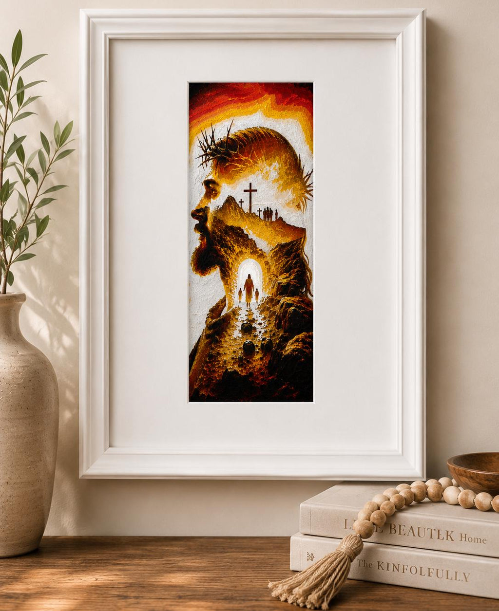 Jesus Wall Art | Textured Christian Decor | Raised Religious Artwork | Faith Inspired Home Display
