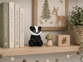 Knitted Badger Figurine | Woodland Animal Decor, Black White Desk Shelf Ornament