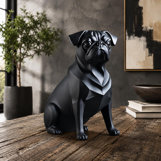 Geometric Pug Sculpture | Modern Minimalist Dog Decor