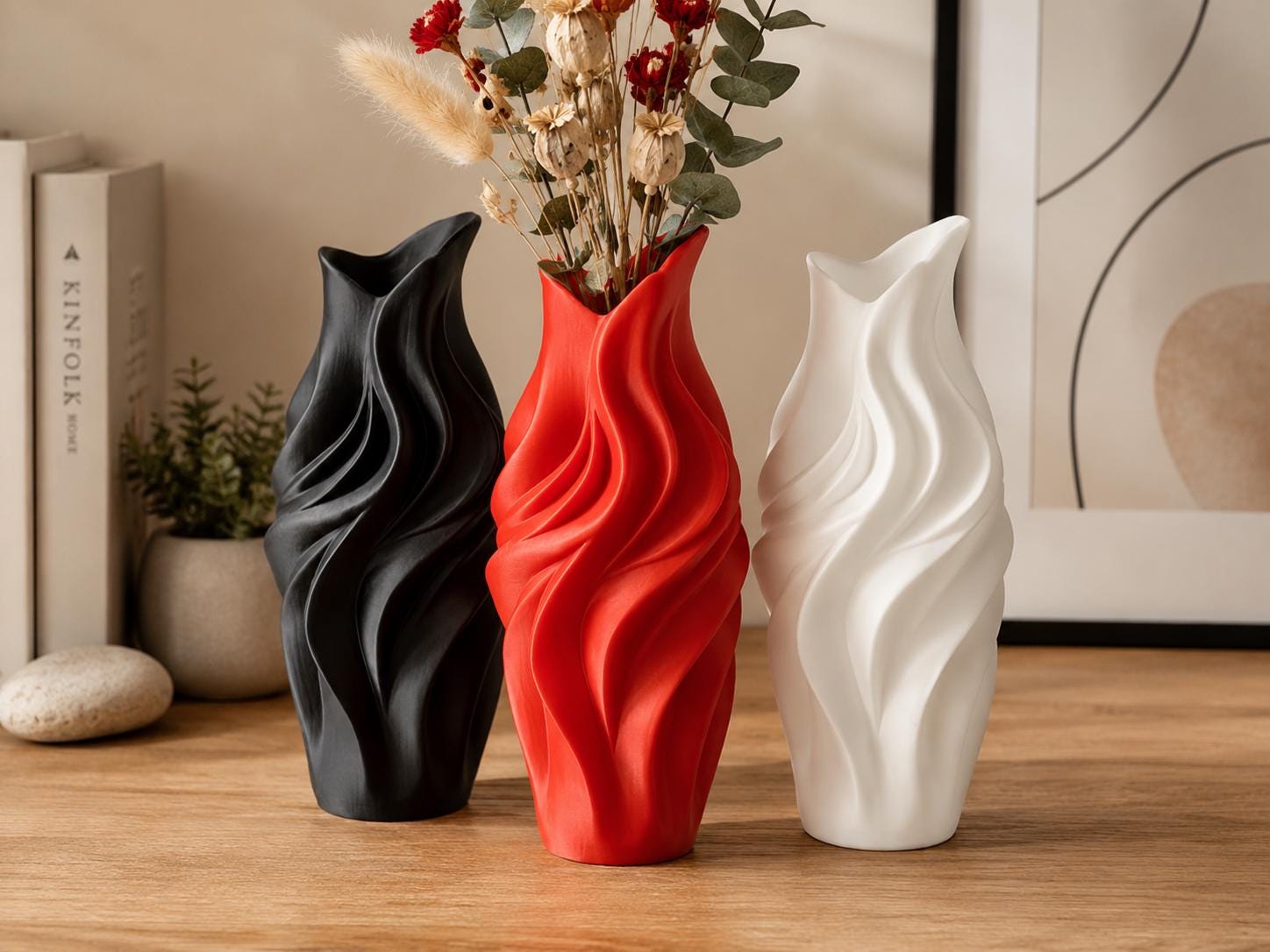 Modern Twisted Vase | Sculptural Wave Vase Home Decor