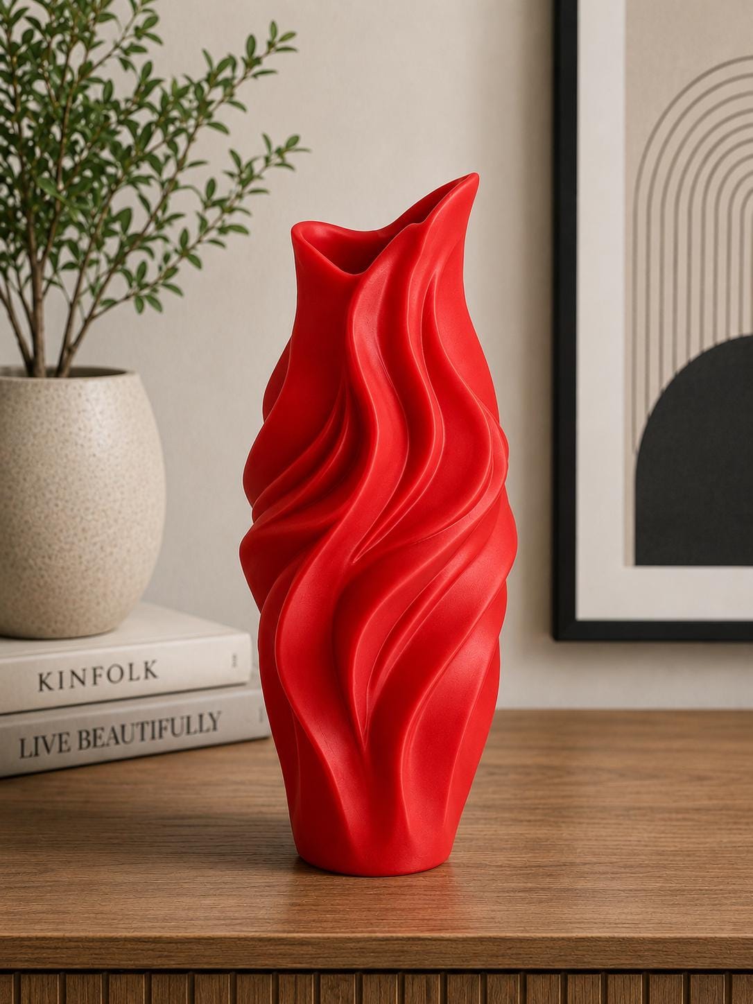 Modern Twisted Vase | Sculptural Wave Vase Home Decor