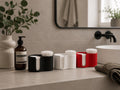 Minimalist Bathroom Organizer | Cotton Pad & Q Tip Holder | Black White Decor