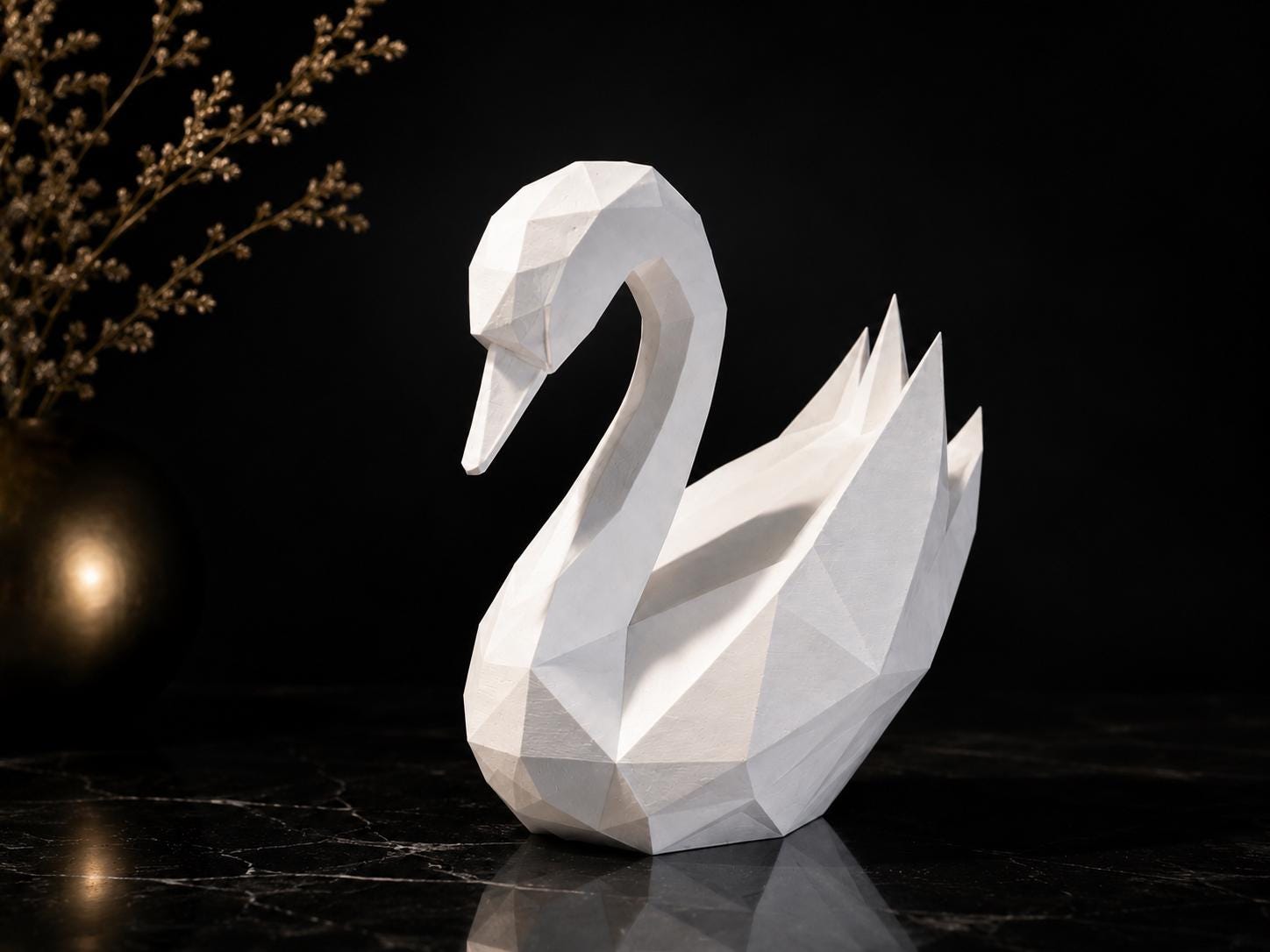 Geometric Swan Decor | Minimalist 3D Printed Modern Home Accent Statue