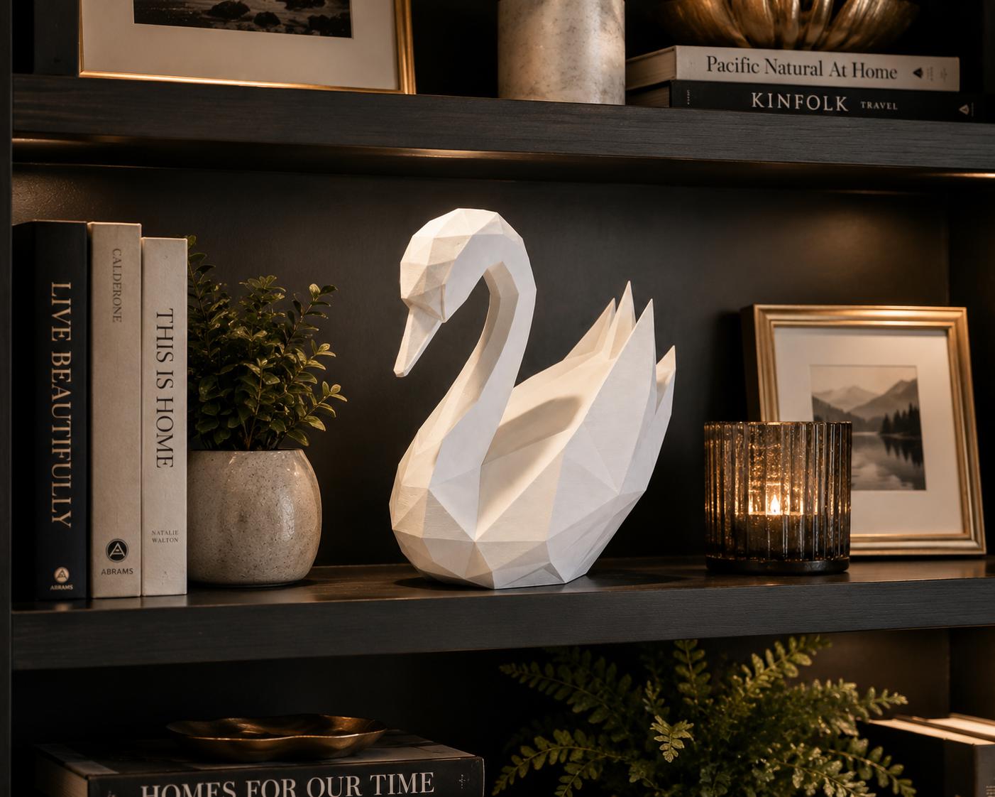 Geometric Swan Decor | Minimalist 3D Printed Modern Home Accent Statue