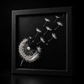 Dandelion Wishes 3D Raised Artwork | Black White Botanical Framed Decor