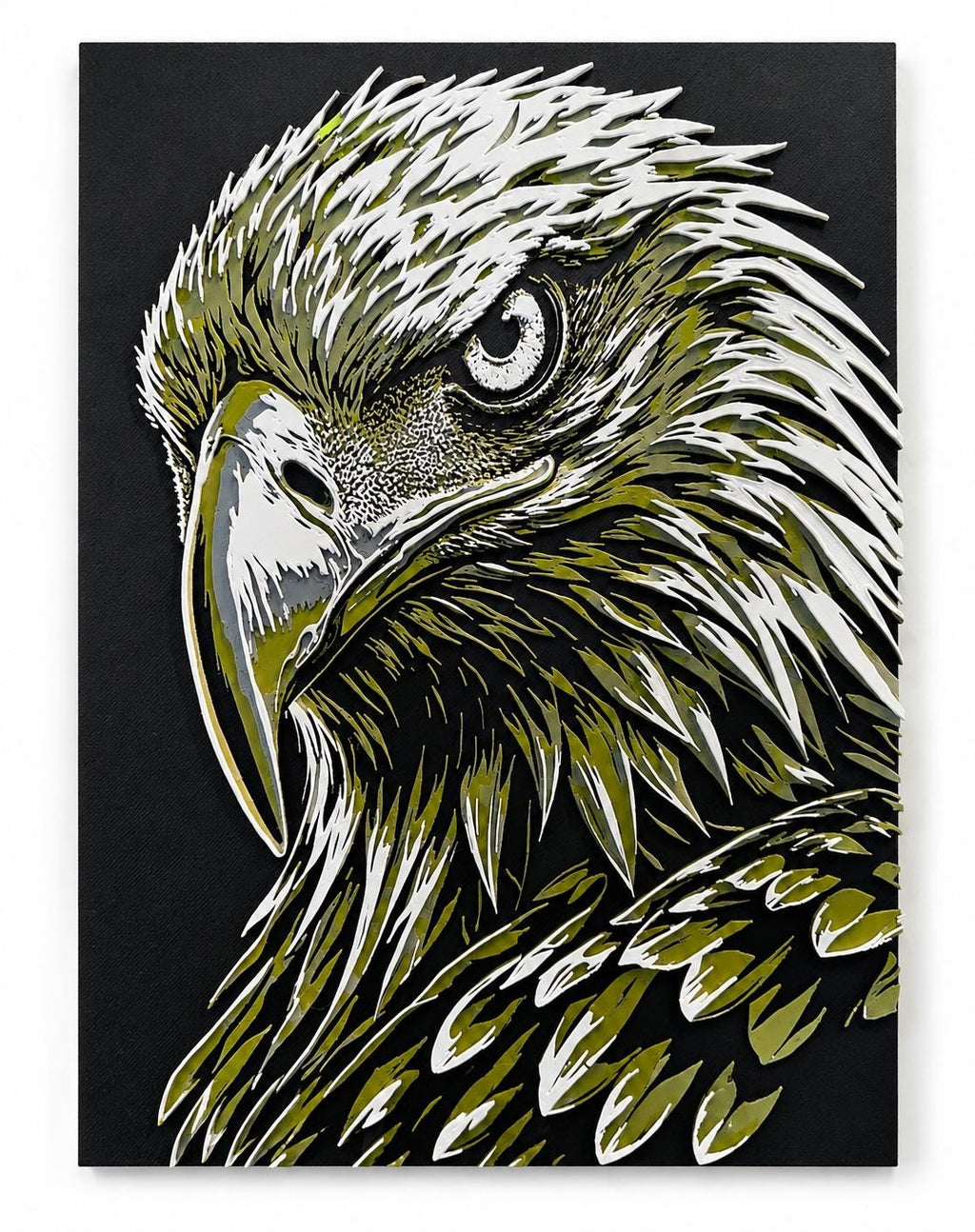 3D Printed Bald Eagle Wall Art | 7x9.5 Raised Eagle Portrait | Wildlife Decor for Cabin, Lodge, Office & Home