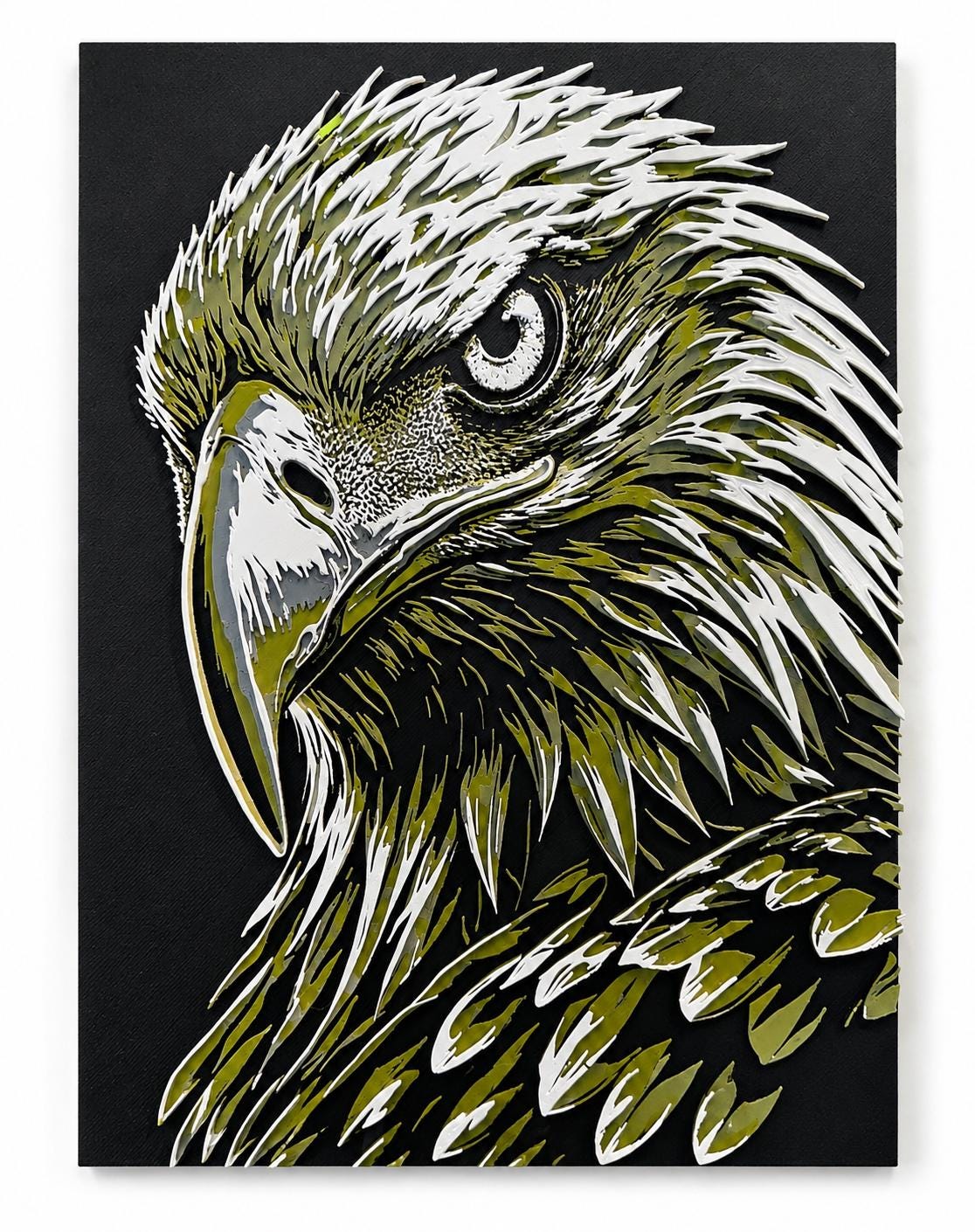 3D Printed Bald Eagle Wall Art | 7x9.5 Raised Eagle Portrait | Wildlife Decor for Cabin, Lodge, Office & Home