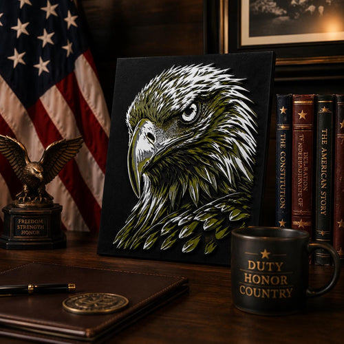 3D Printed Bald Eagle Wall Art | 7x9.5 Raised Eagle Portrait | Wildlife Decor for Cabin, Lodge, Office & Home