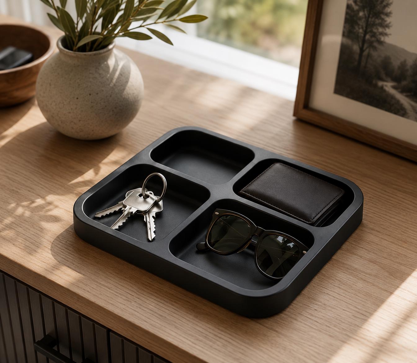 Modern Valet Tray Organizer | Entryway Catchall Tray for Keys & Wallet