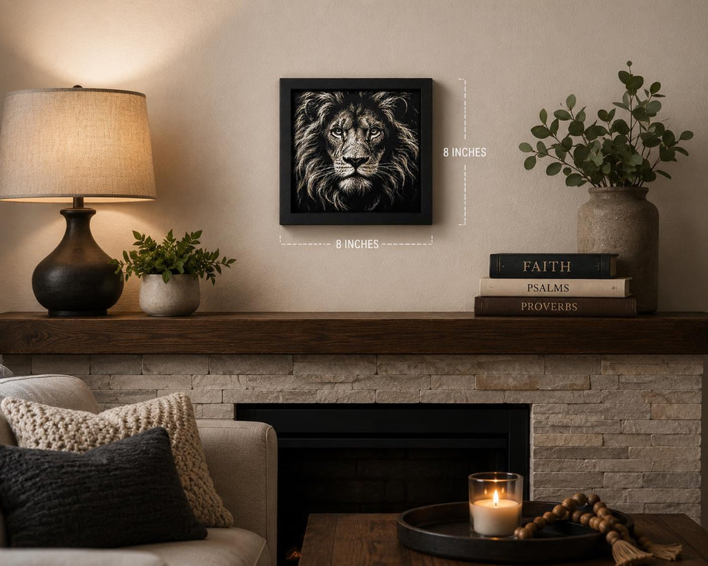 3D HueForge Lion Print | Majestic Wildlife Wall Art, Framed Black & White Portrait