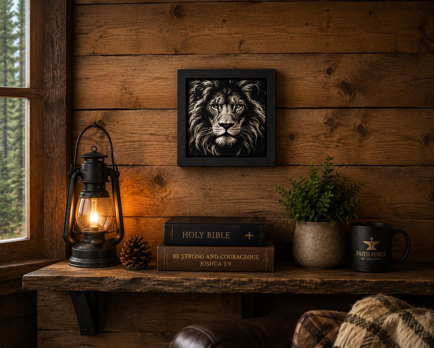 3D HueForge Lion Print | Majestic Wildlife Wall Art, Framed Black & White Portrait