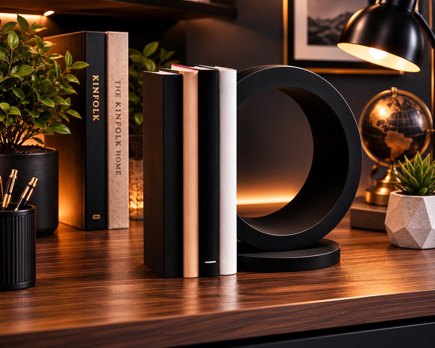 Modern Crescent Bookend | Minimalist Desk Decor