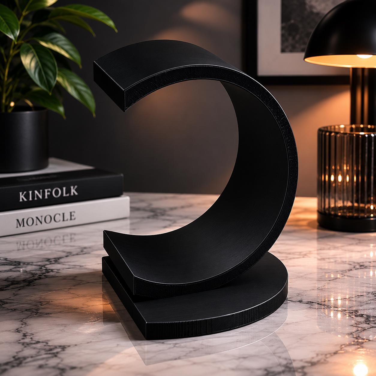 Modern Crescent Bookend | Minimalist Desk Decor
