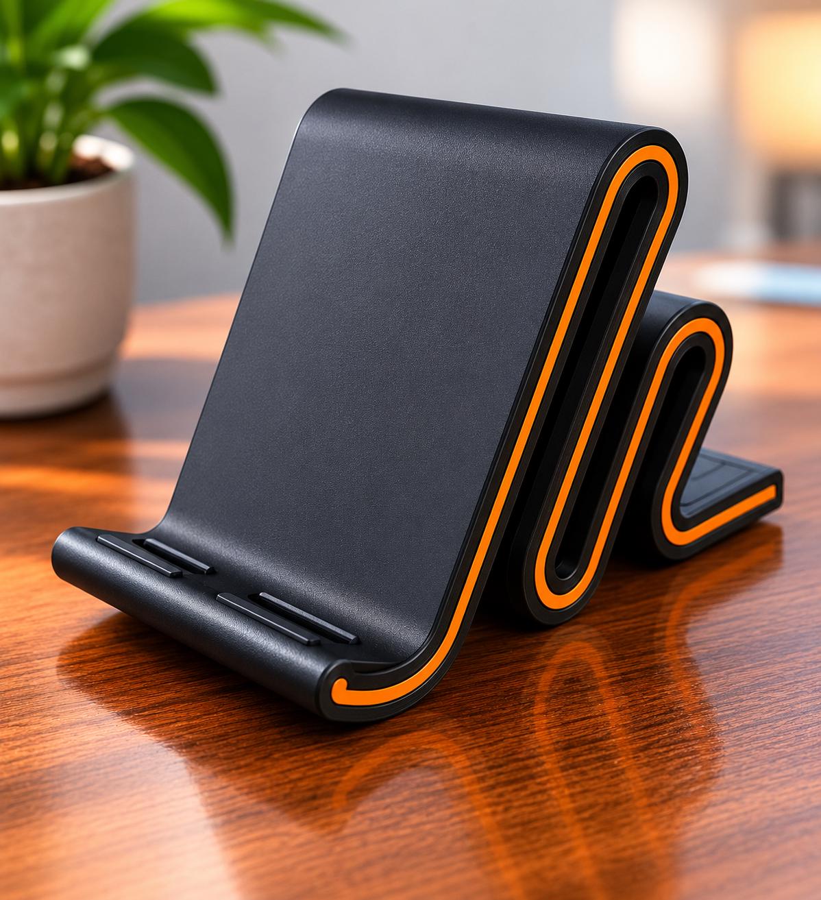 Modern Wave Phone Stand | Minimalist Desk Phone Holder | 3D Printed Dock