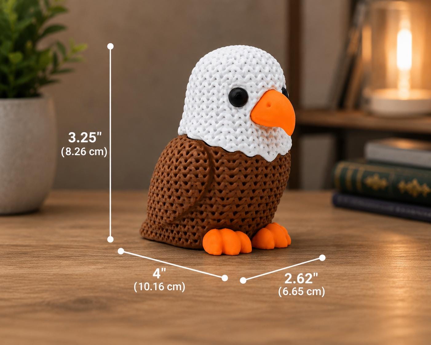 Knitted Eagle Figurine | 3D Printed Bald Eagle Decor Gift